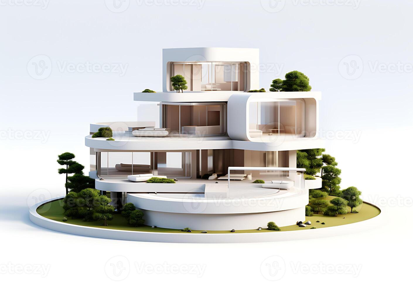 3d house model on white background photo