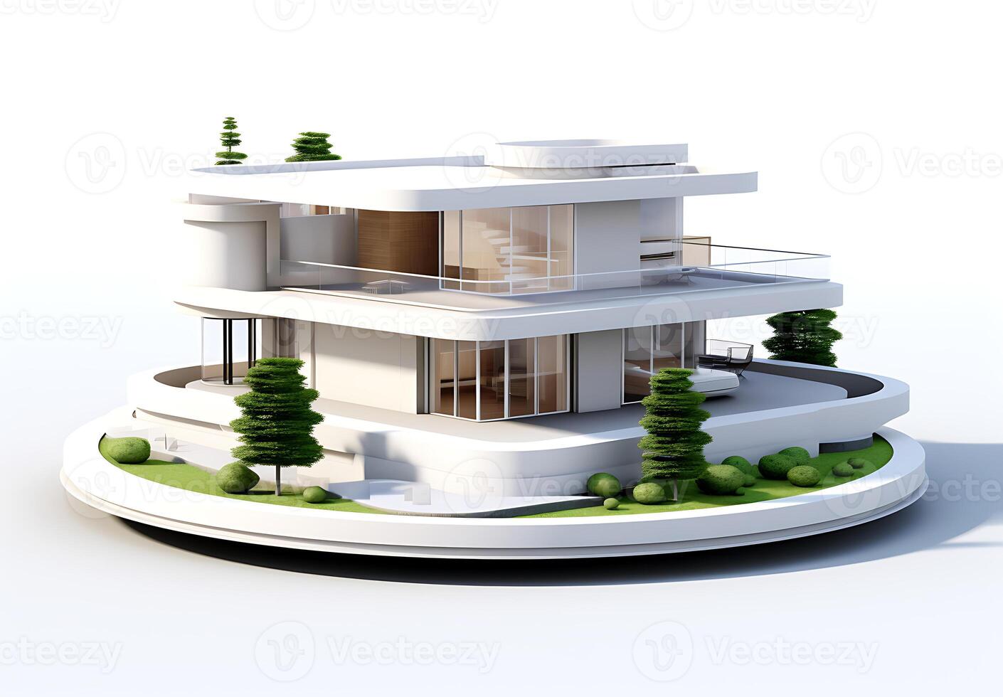 3d casa modelo en blanco antecedentes foto