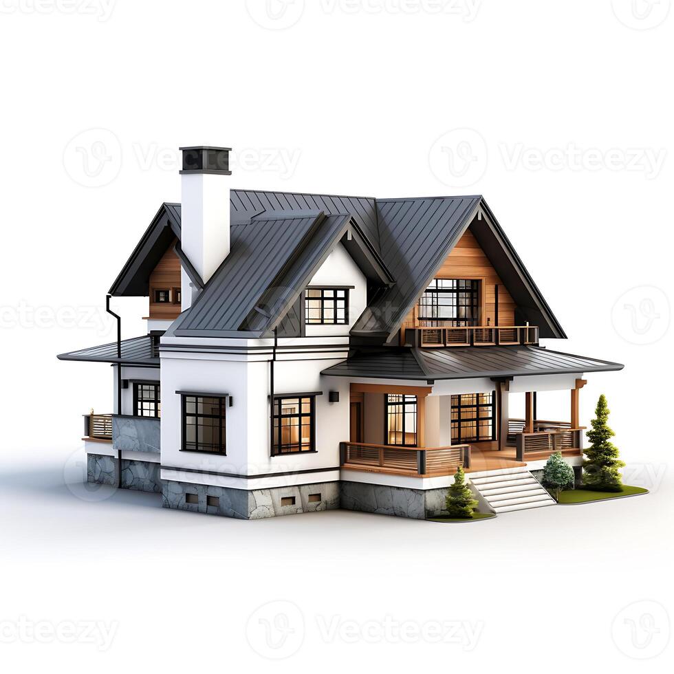 3d house model on white background photo