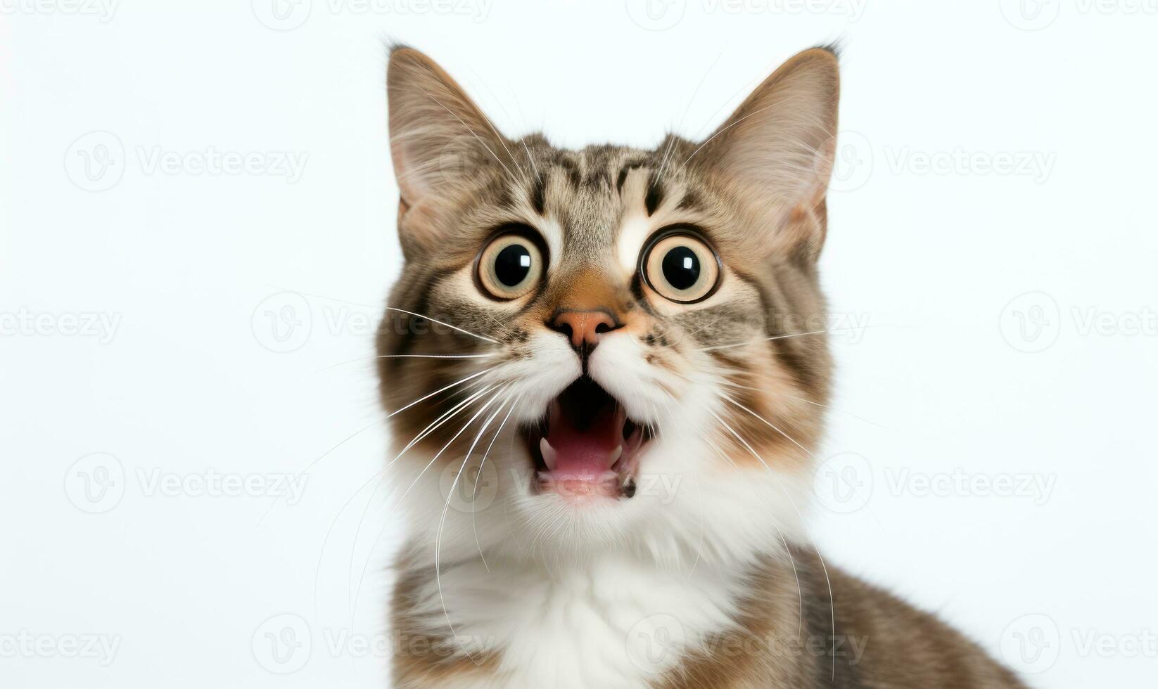 Intrigued cat gazes directly into the camera. AI generative. photo
