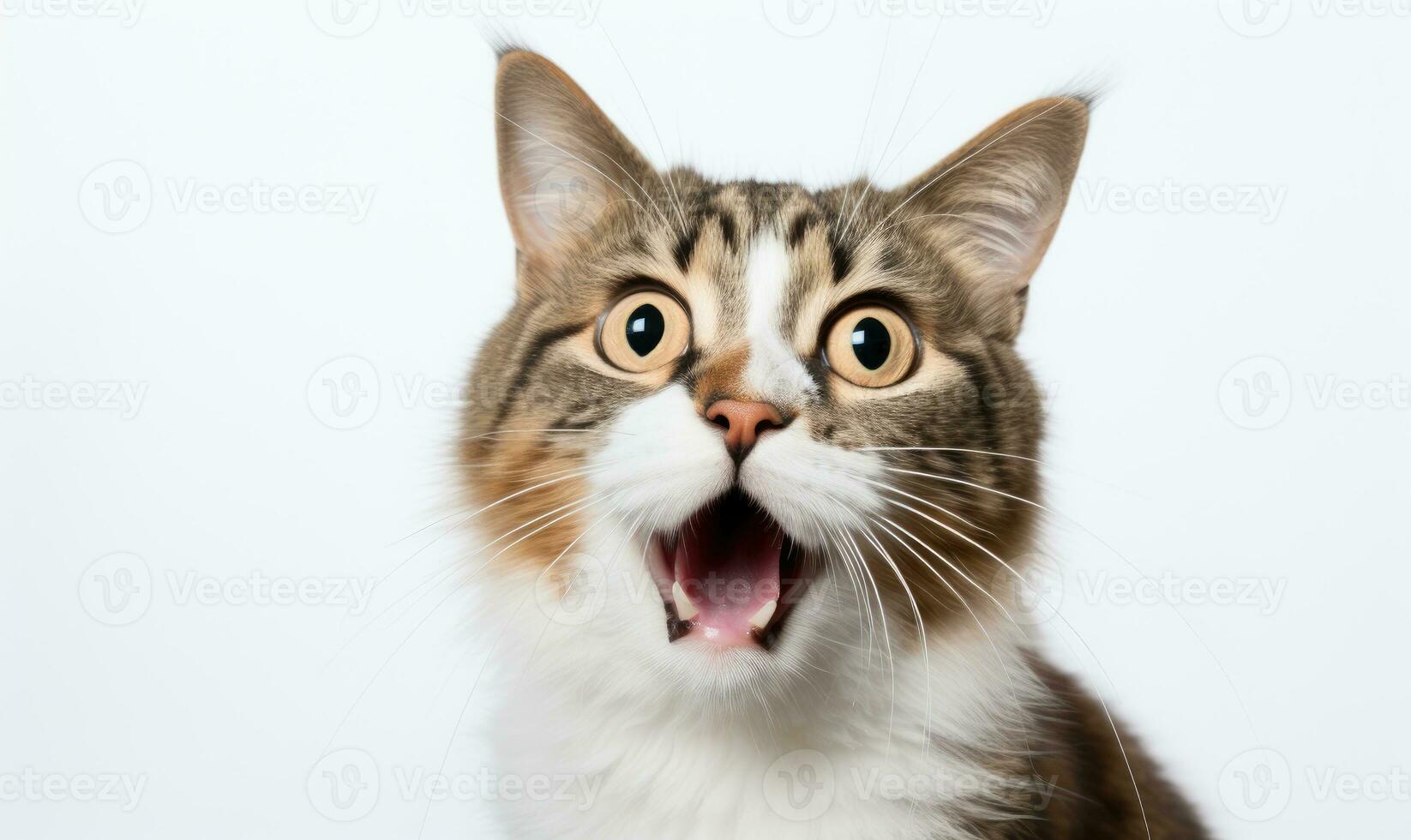 Intrigued cat gazes directly into the camera. AI generative photo