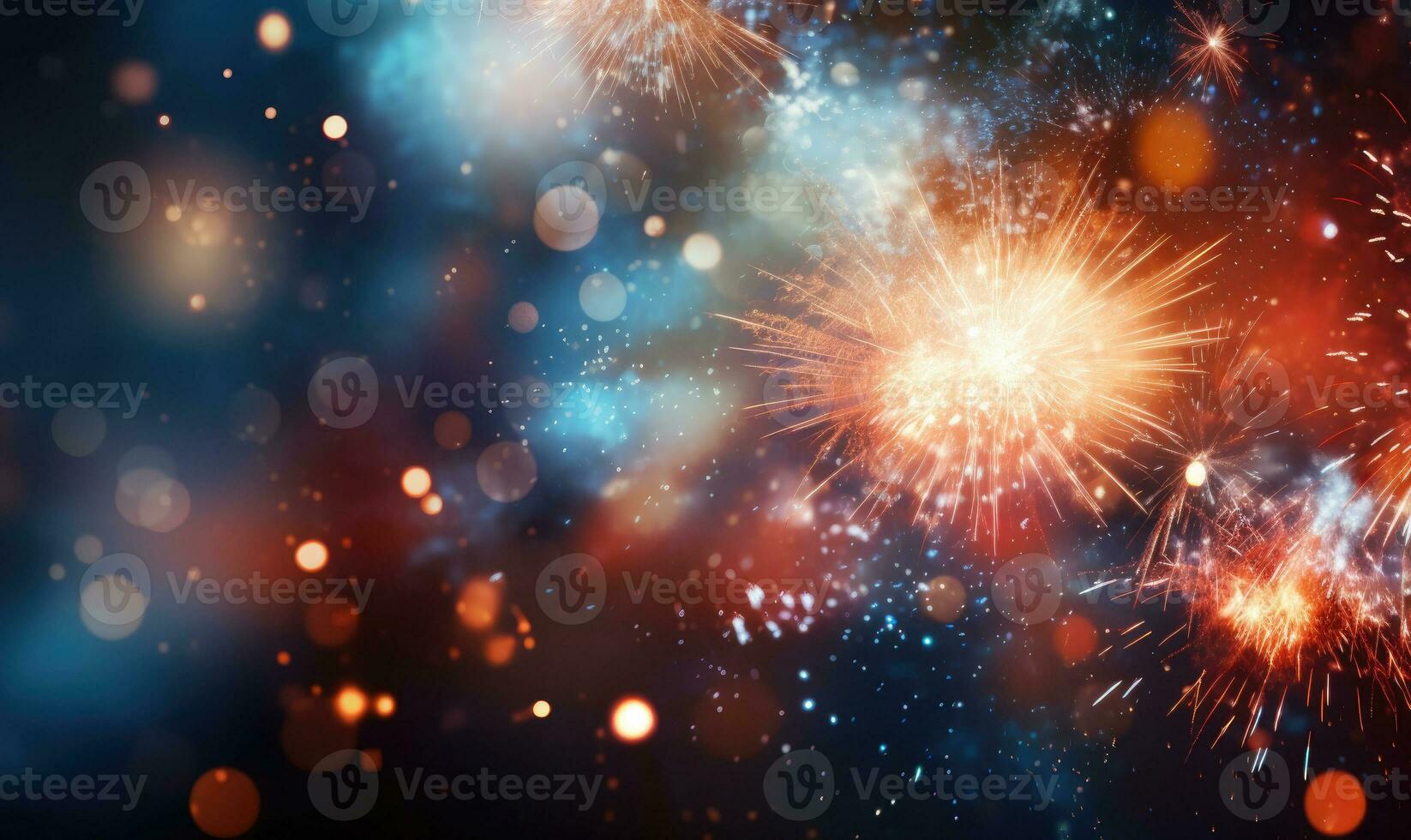 Vibrant fireworks explode in a burst of color. AI generative. photo