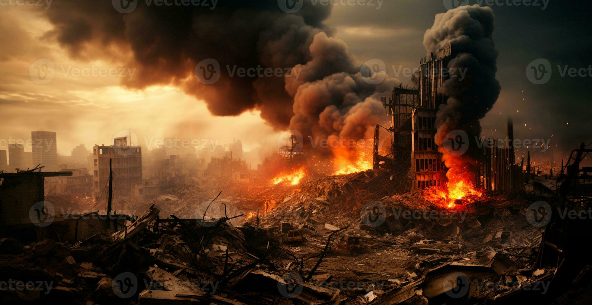 Bomb explosion in Palestine, Israeli attack on Gaza, eastern war - AI generated image photo