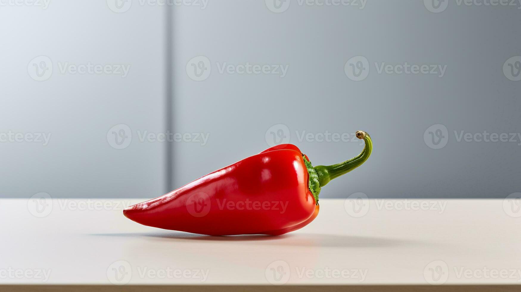 Photo of chilli pepper on a minimalist table. Generative AI