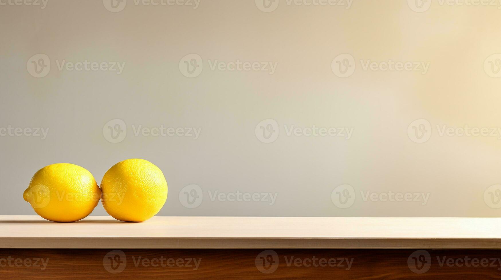 Photo of Yuzu on a minimalist table. Generative AI