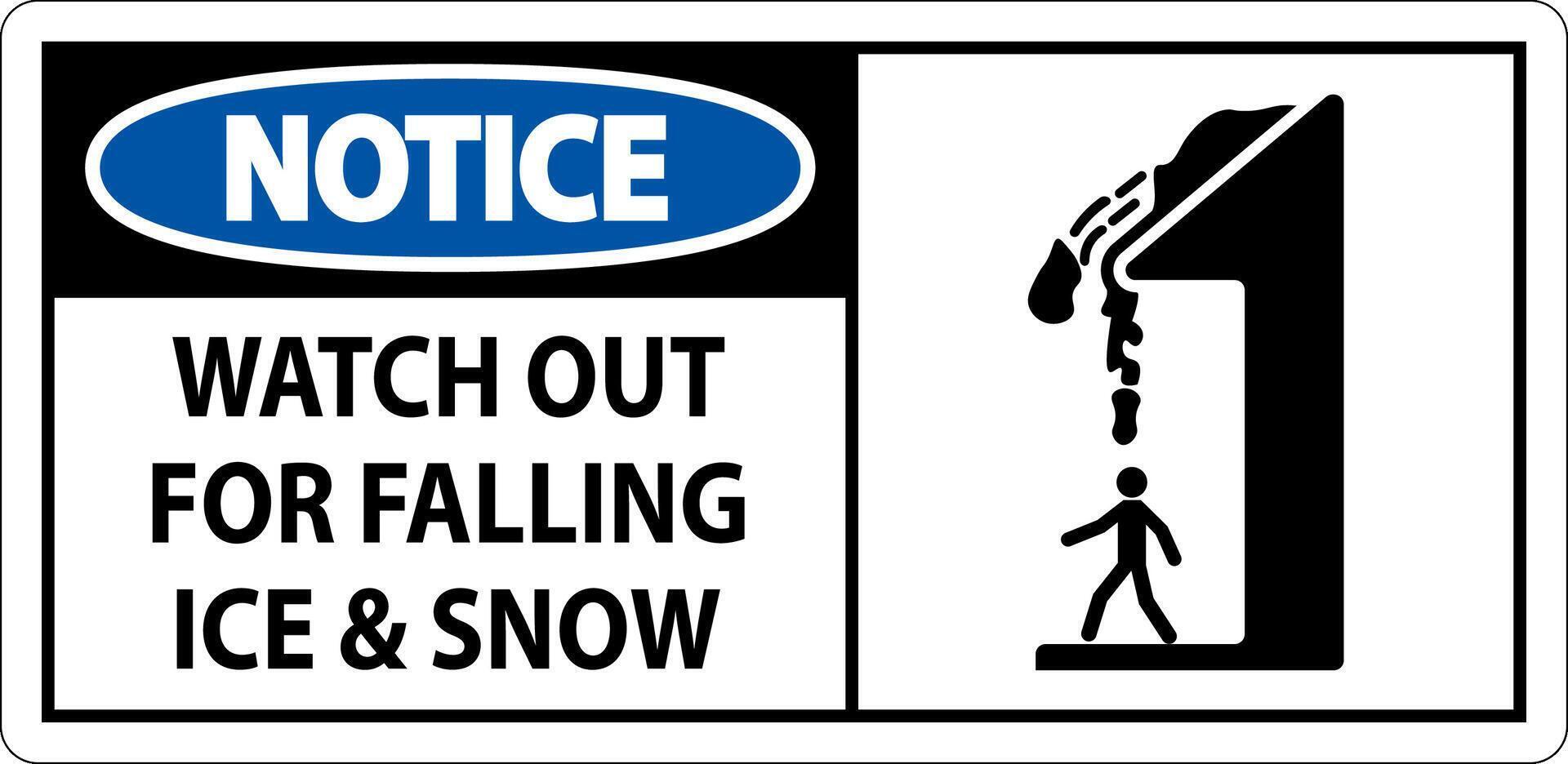 Notice Sign Watch Out For Falling Ice And Snow vector