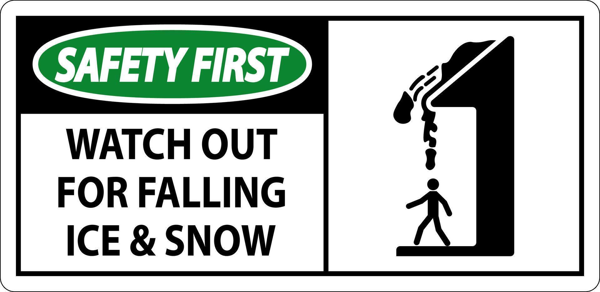 Safety First Sign Watch Out For Falling Ice And Snow vector