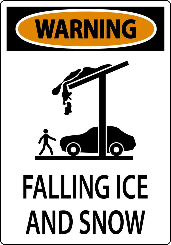 Ice and Snow Warning Sign Caution - Falling Ice And Snow Sign vector