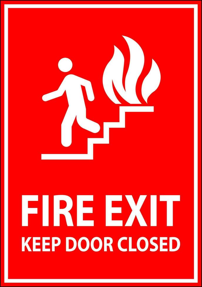 Warning Sign Fire Exit Keep Door Closed vector