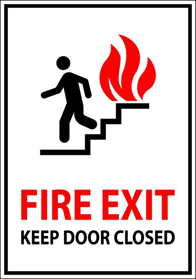 Warning Sign Fire Exit Keep Door Closed vector