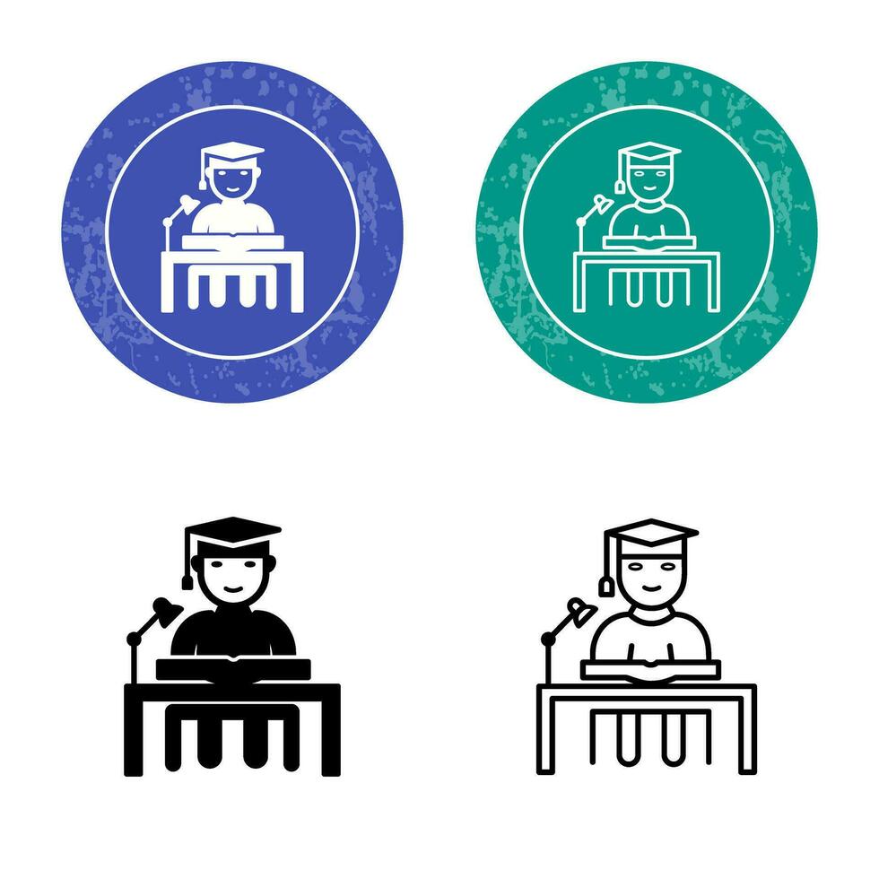Unique Studying on Desk Vector Icon