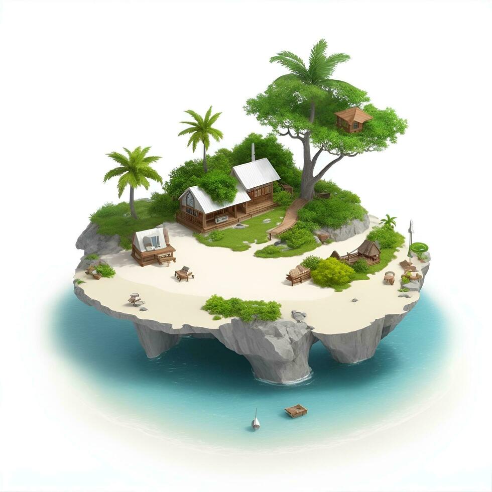 tropical island in the sea, AI generated. photo