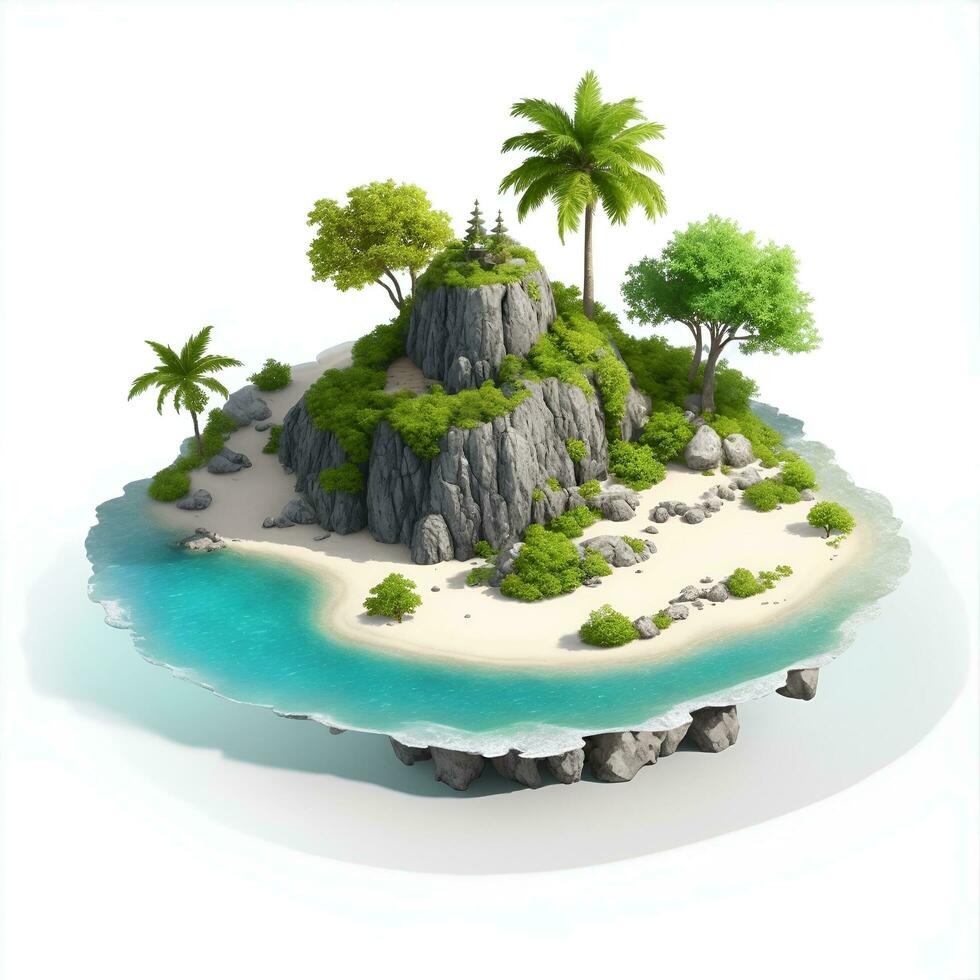 tropical island in the sea, AI generated. photo