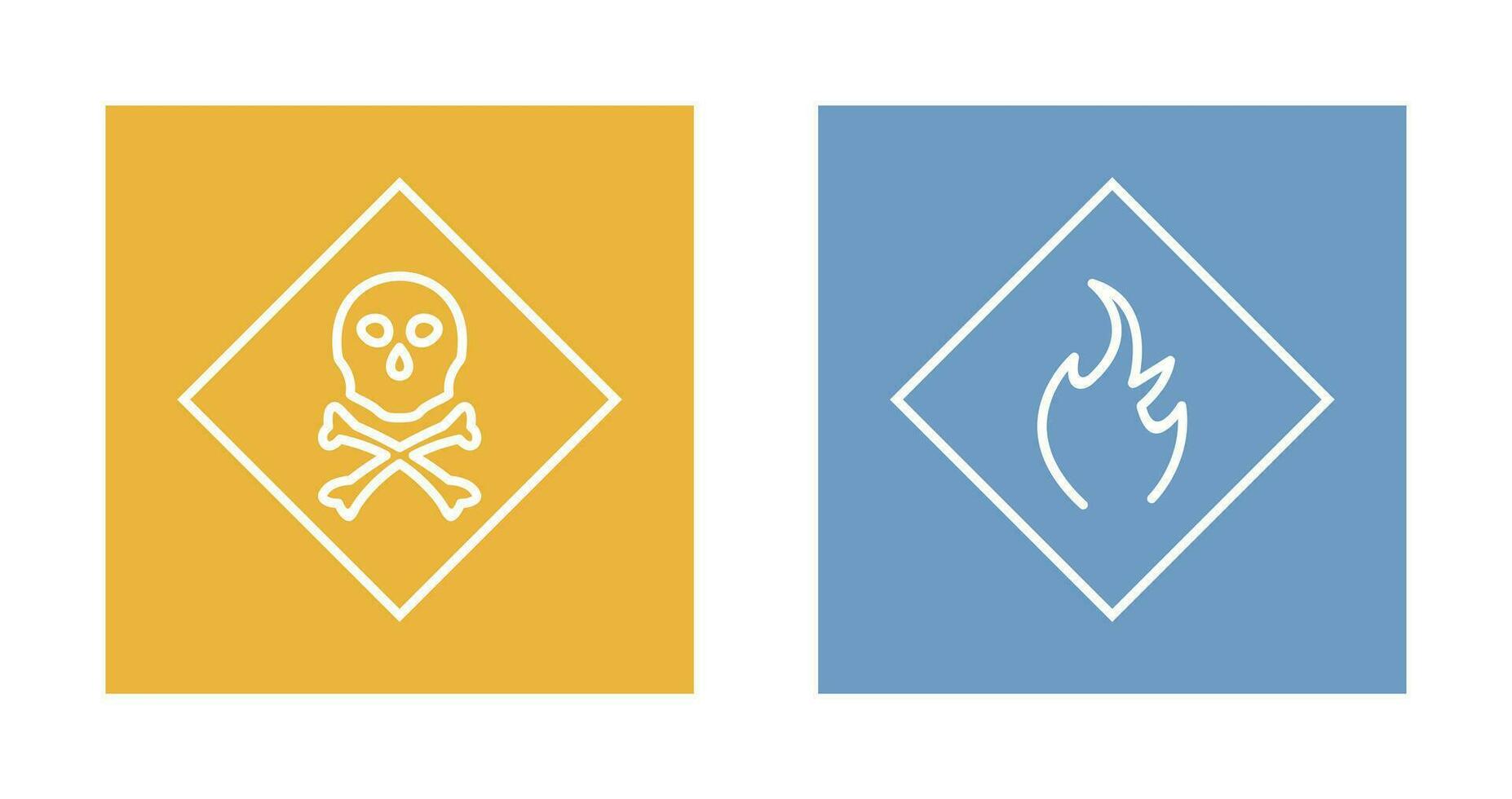 poisonous gas and Danger of flame  Icon vector