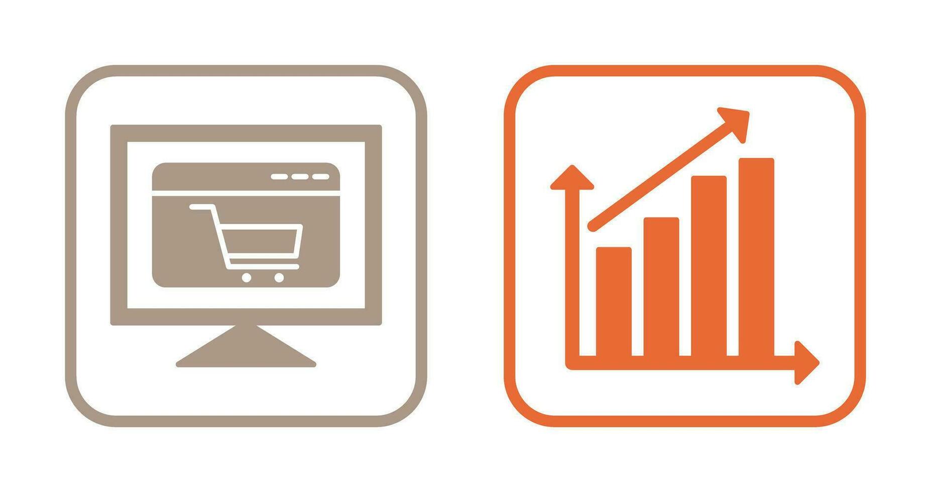 ecommerce website and rising statistics Icon vector