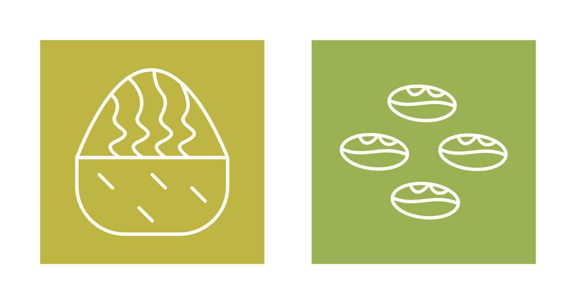 cream muffin and coffee beans  Icon vector