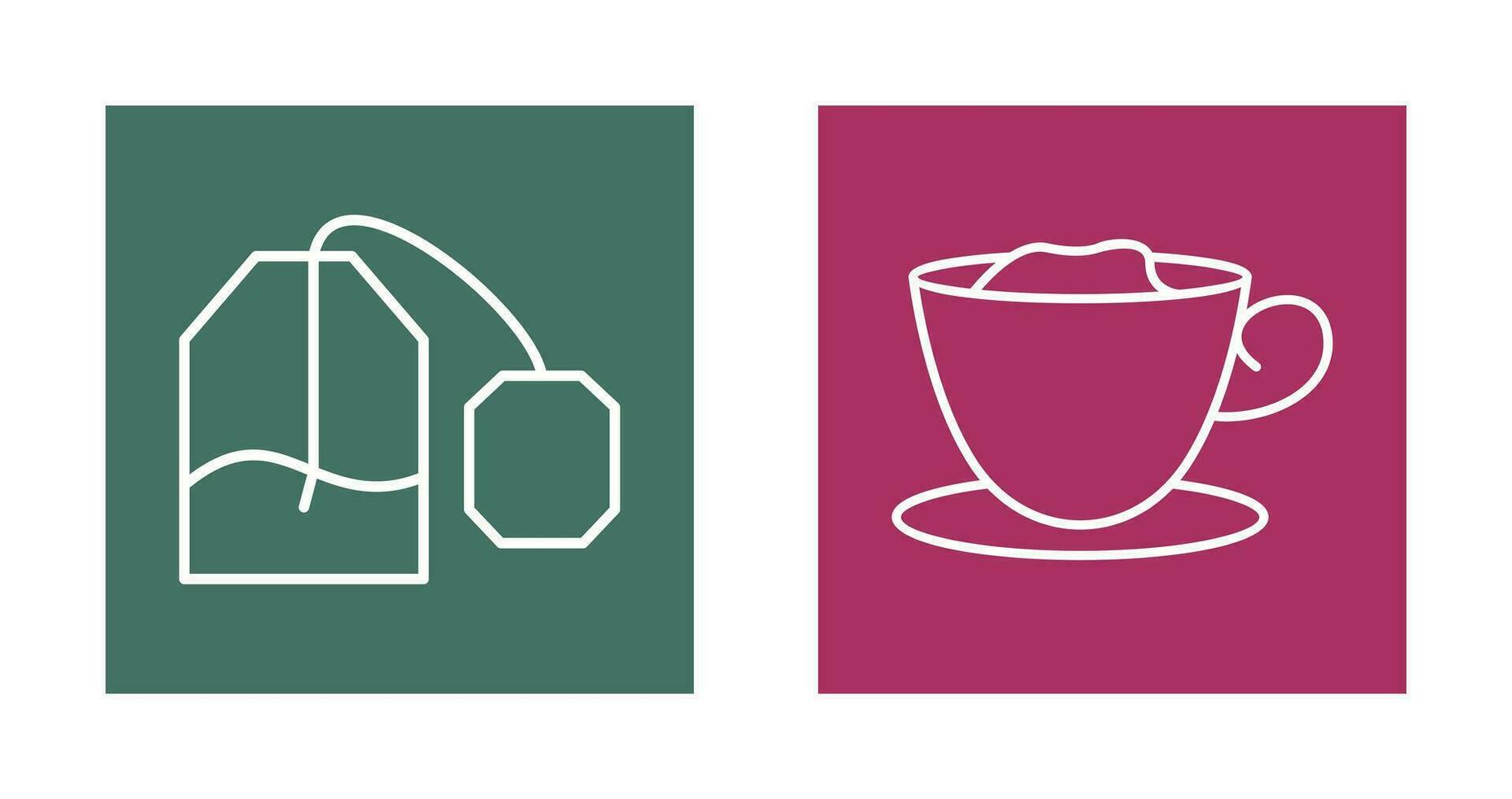 tea bag and creamy coffee  Icon vector