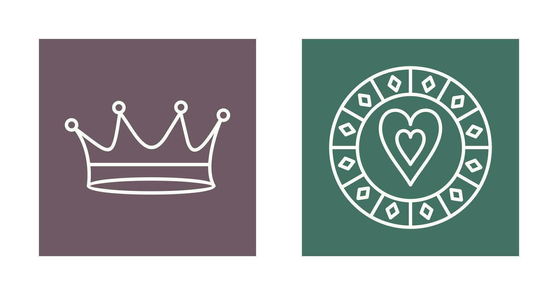 king crown and heart chip Icon vector