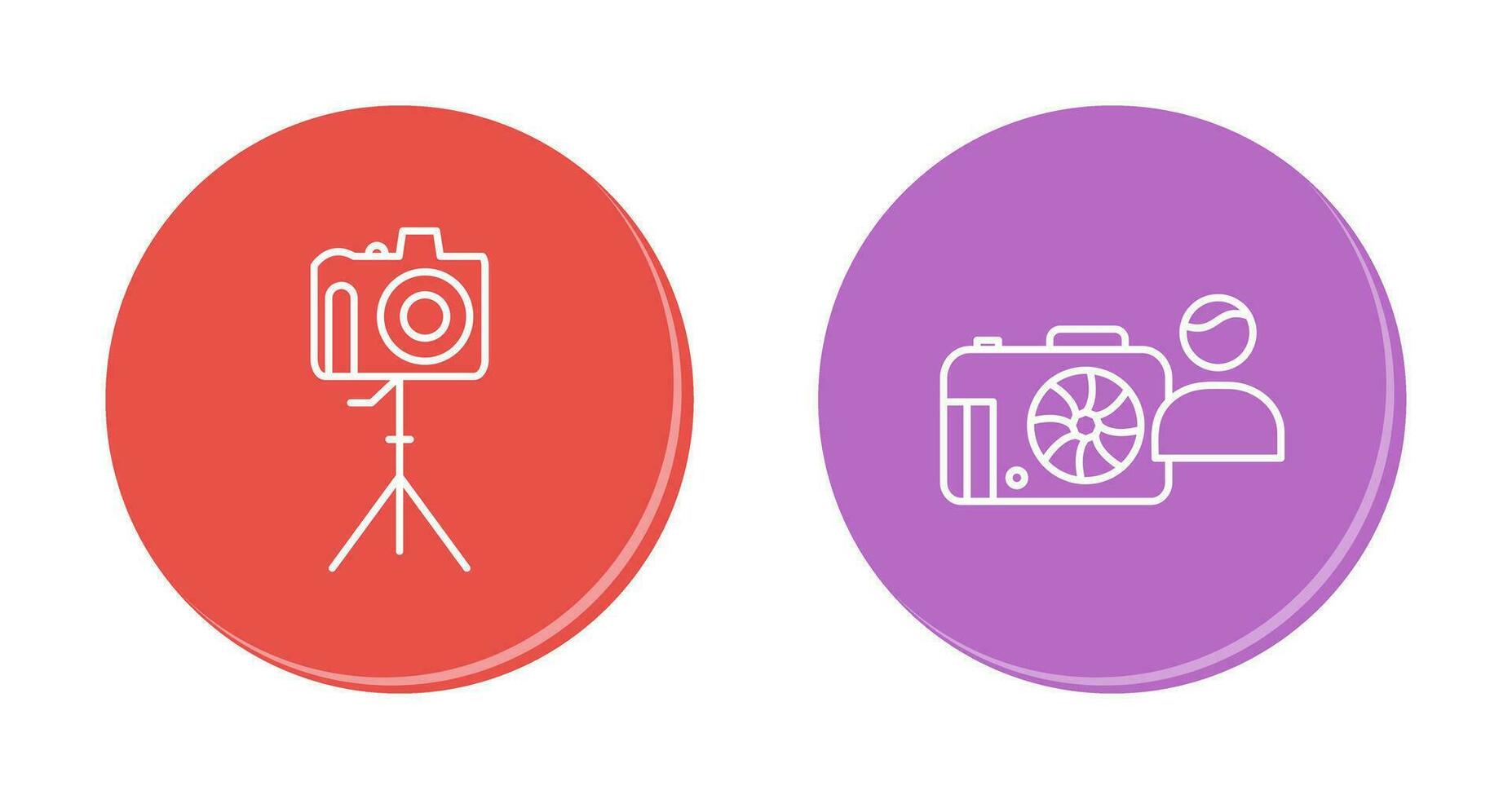 camera on stand and photographer Icon vector