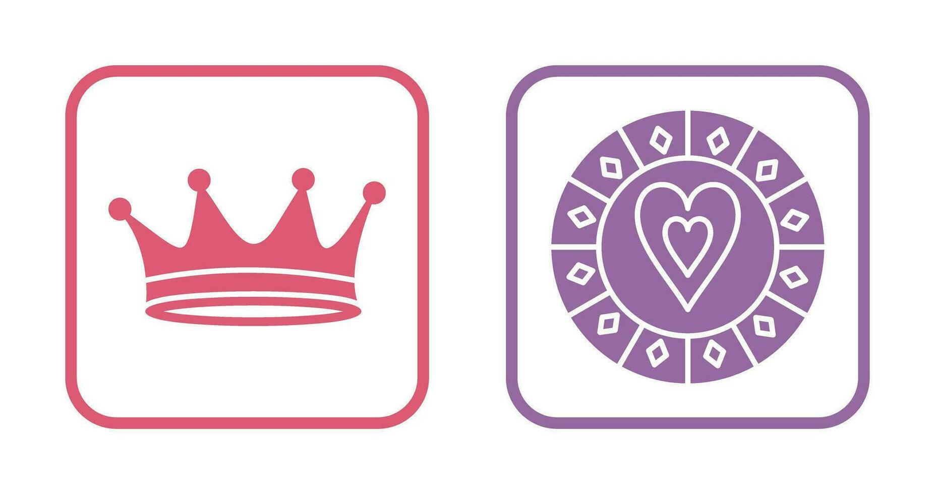 king crown and heart chip Icon vector