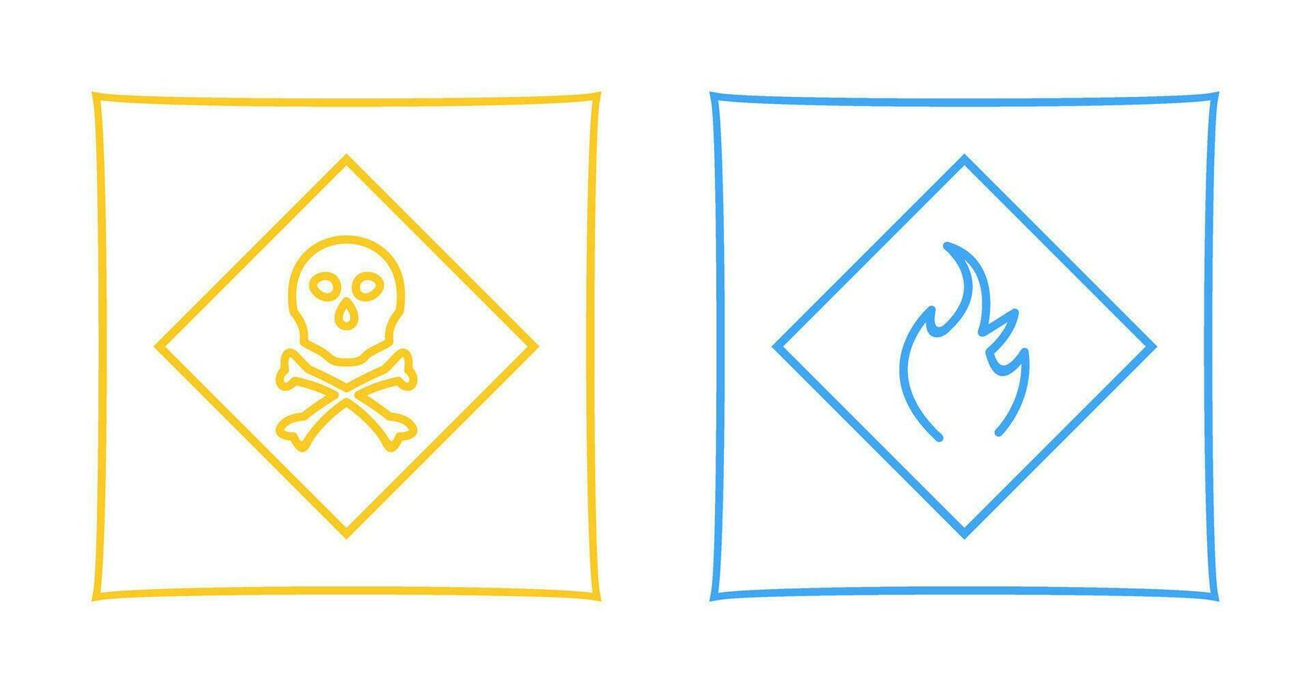 poisonous gas and Danger of flame  Icon vector