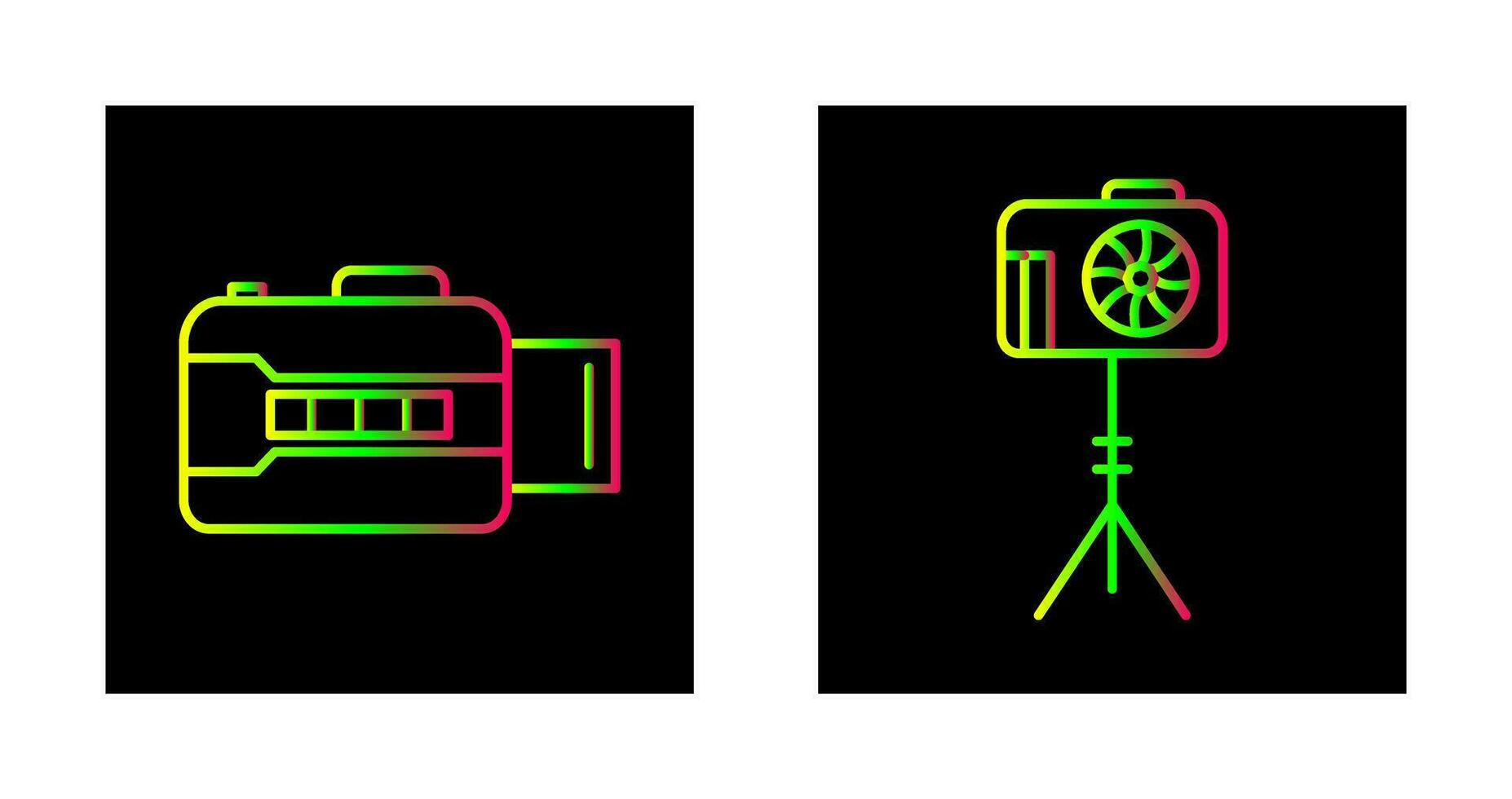 open camera and camera stand  Icon vector