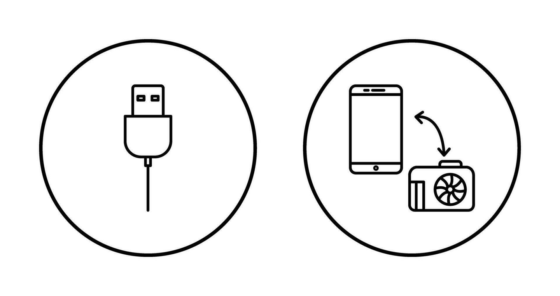 usb cable and transfer images Icon vector