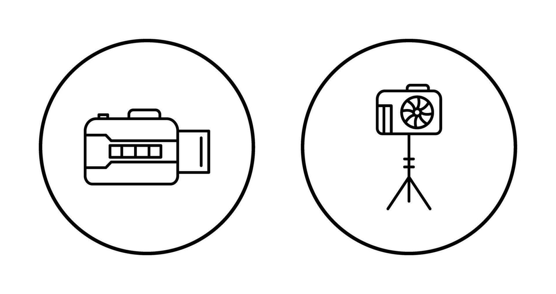 open camera and camera stand  Icon vector