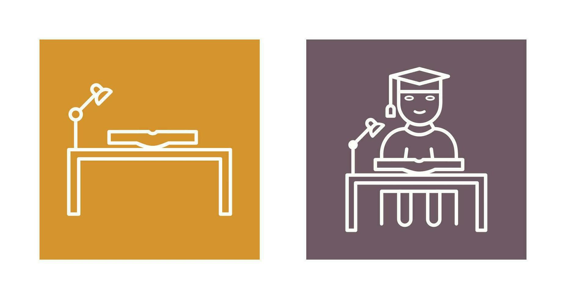 study desk and studying on desk  Icon vector