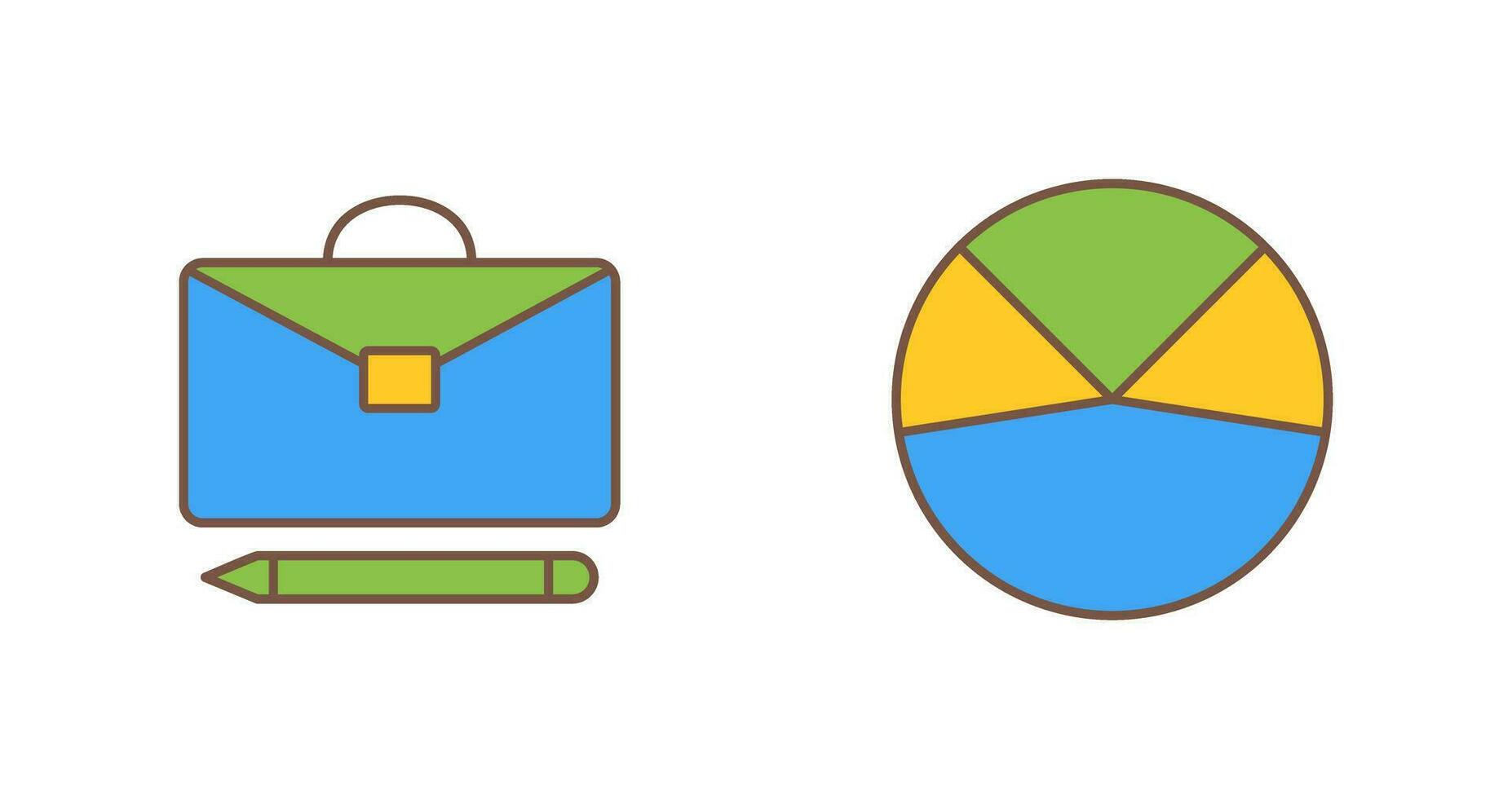 briefcase and pie chart analysis Icon vector