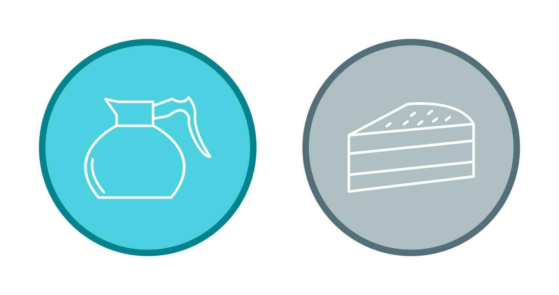 cake slice and coffee pot  Icon vector