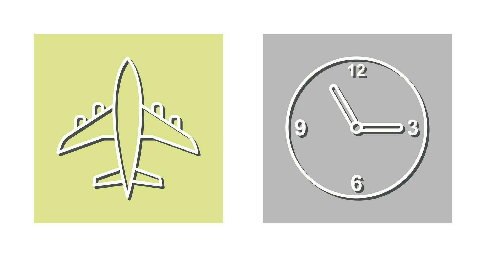 avión y hora icono vector