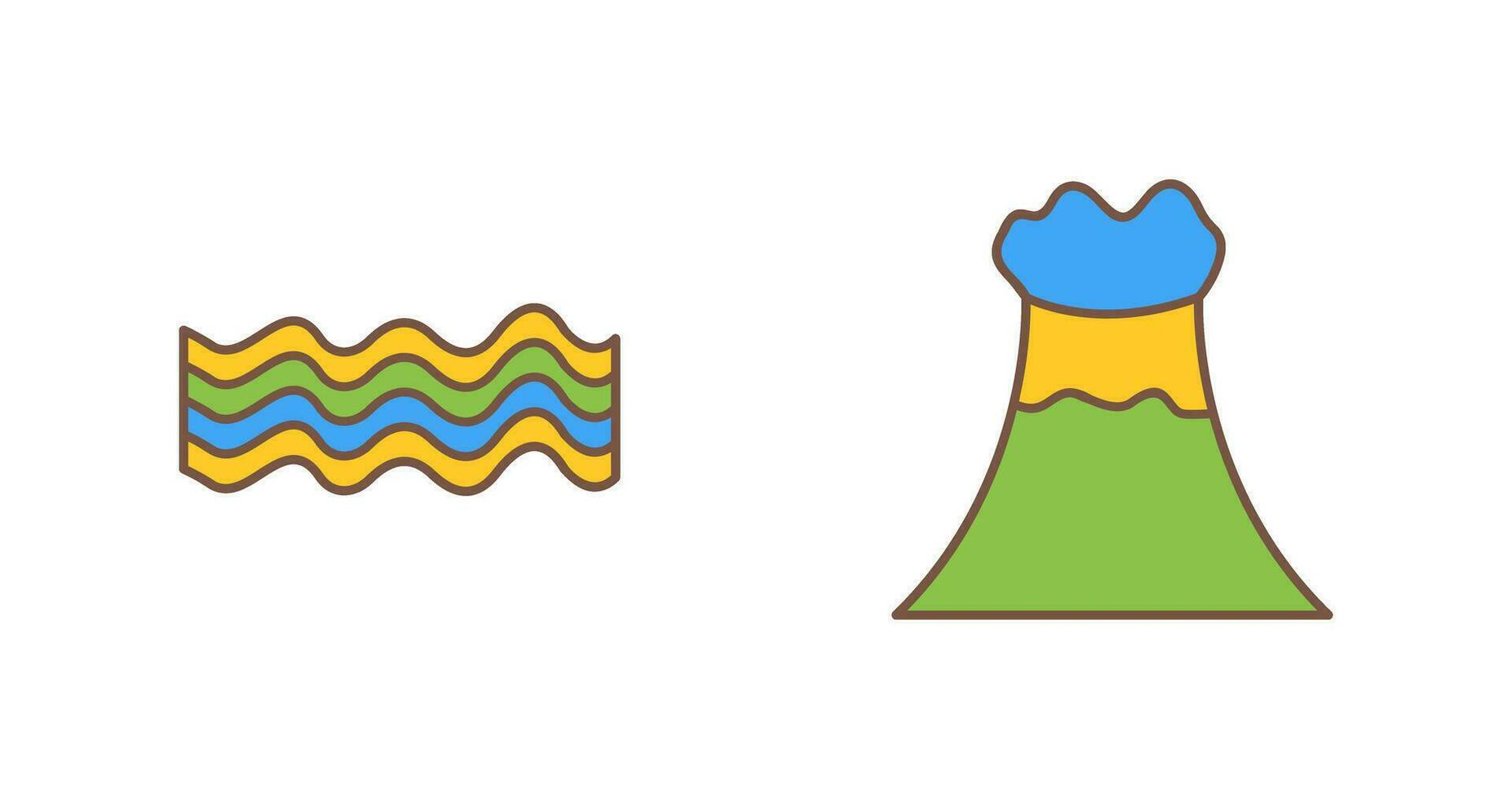 magnetic waves and volcano Icon vector