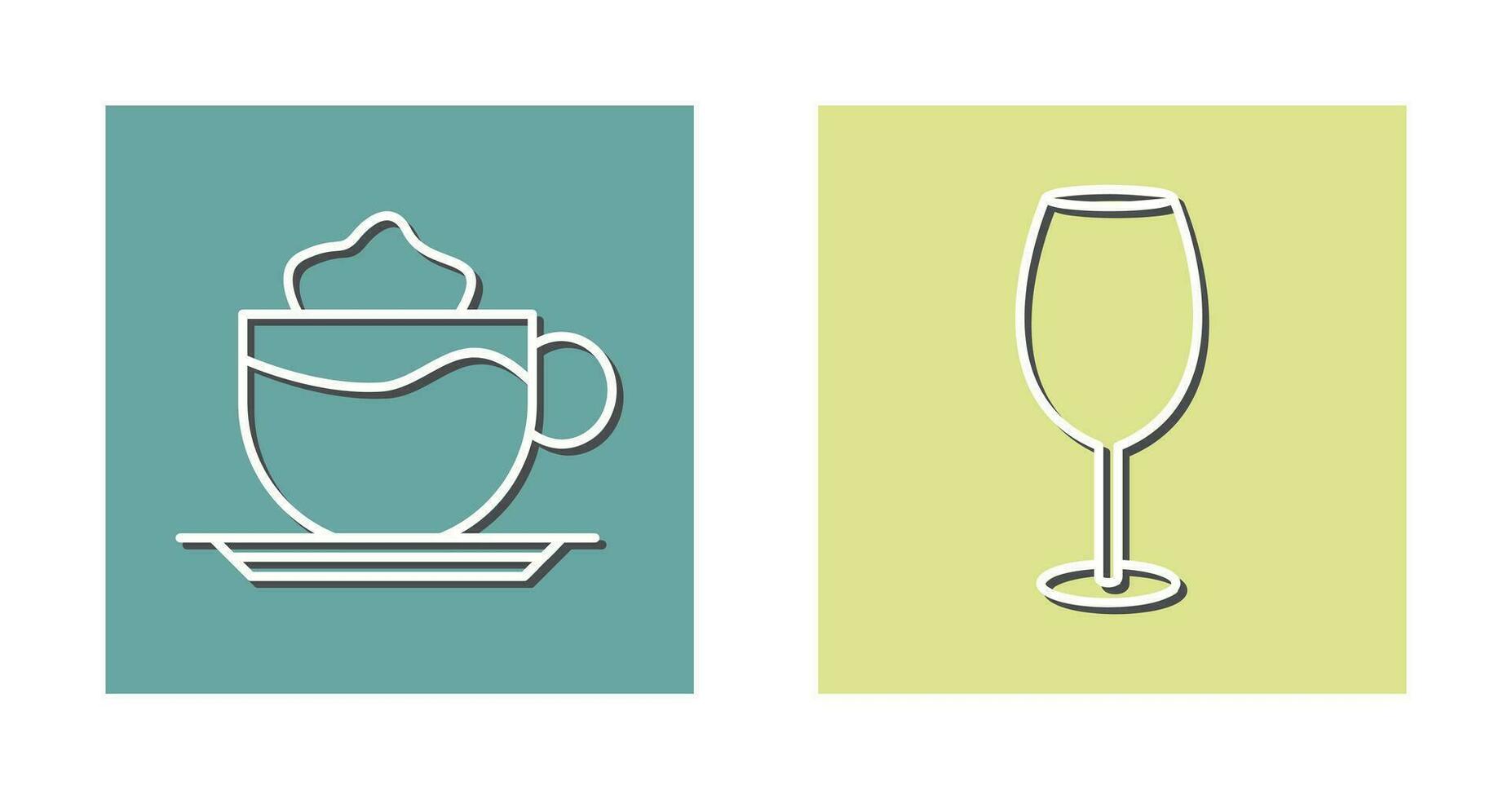 latté y vino vaso icono vector