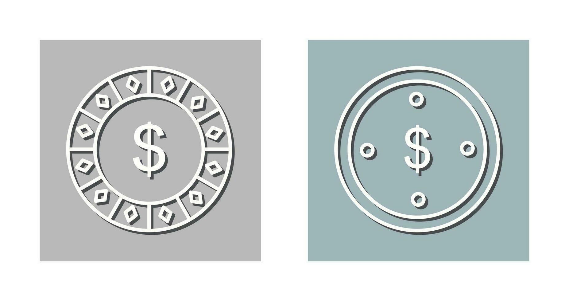 dollar chip and dolllar coin Icon vector