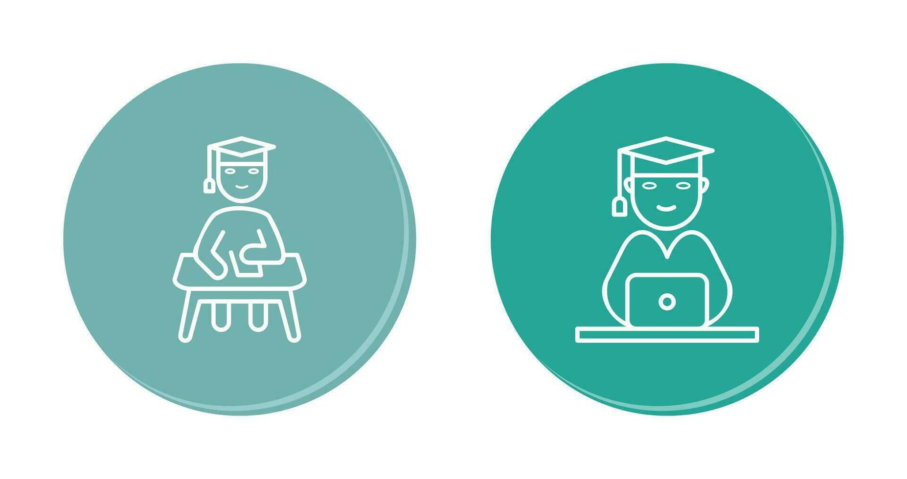 Studying on Desk and Student on Laptop Icon vector