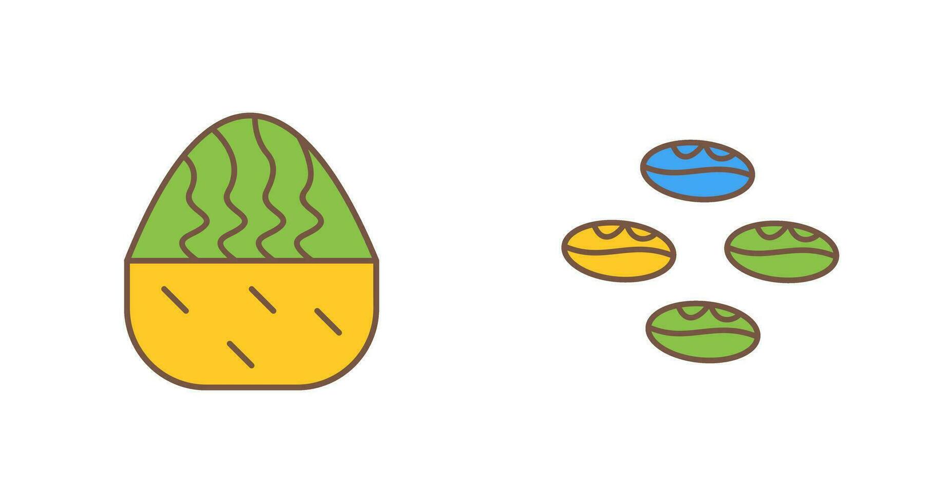cream muffin and coffee beans  Icon vector