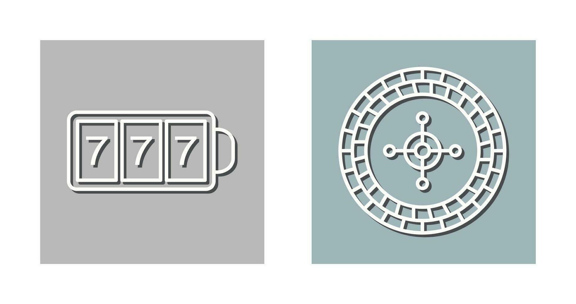 slot machine with sevens and roulette  Icon vector