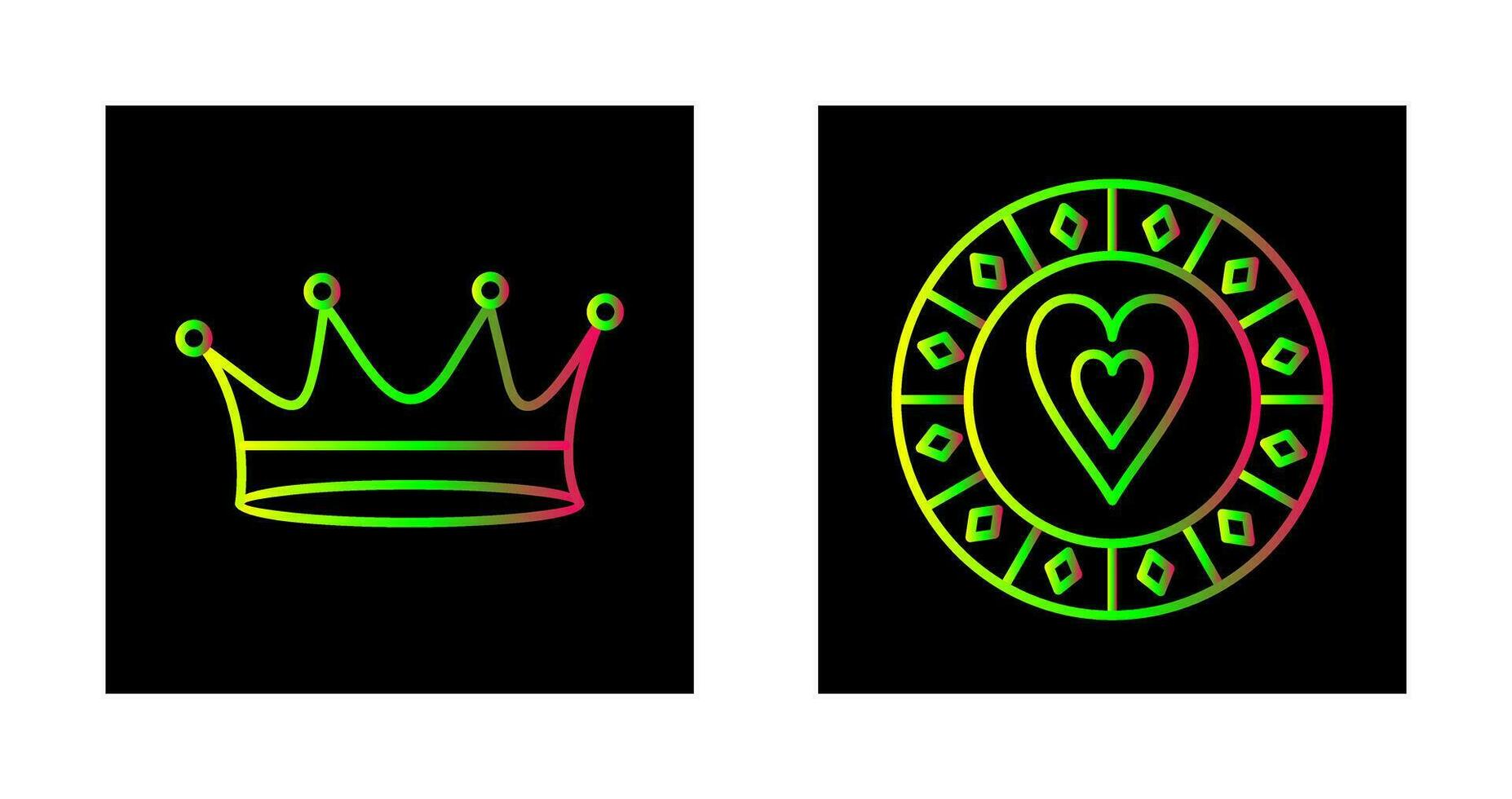 king crown and heart chip Icon vector