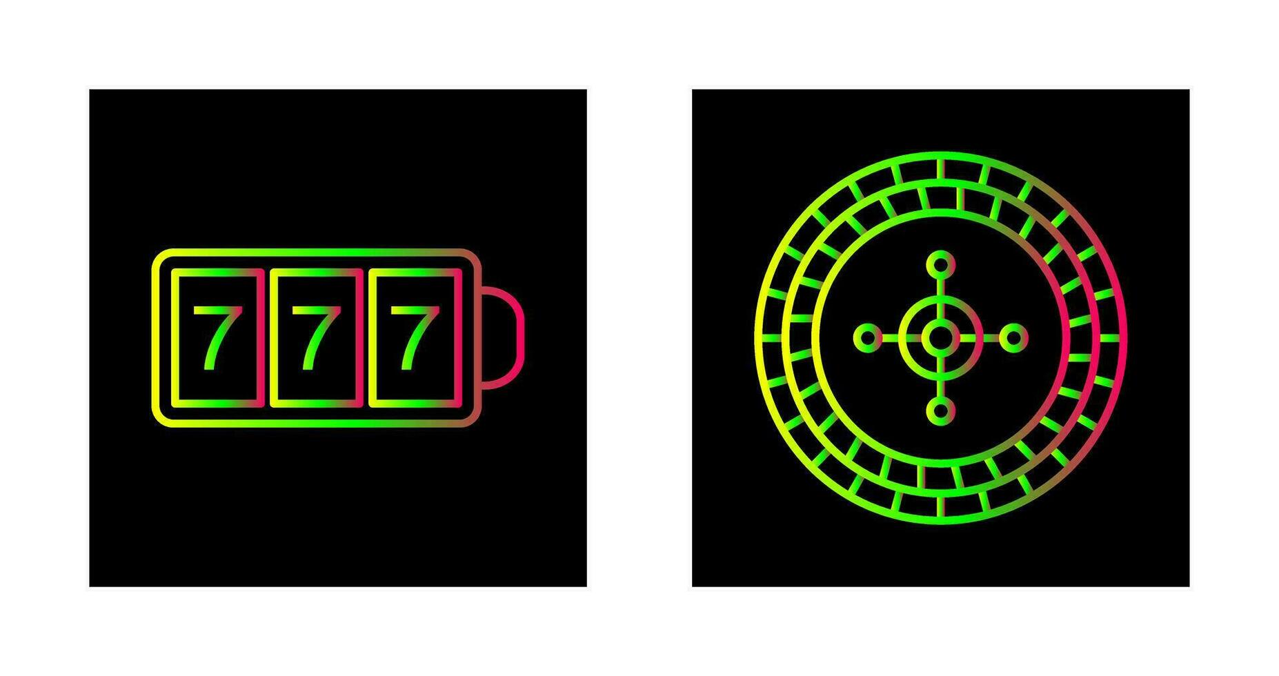 slot machine with sevens and roulette  Icon vector