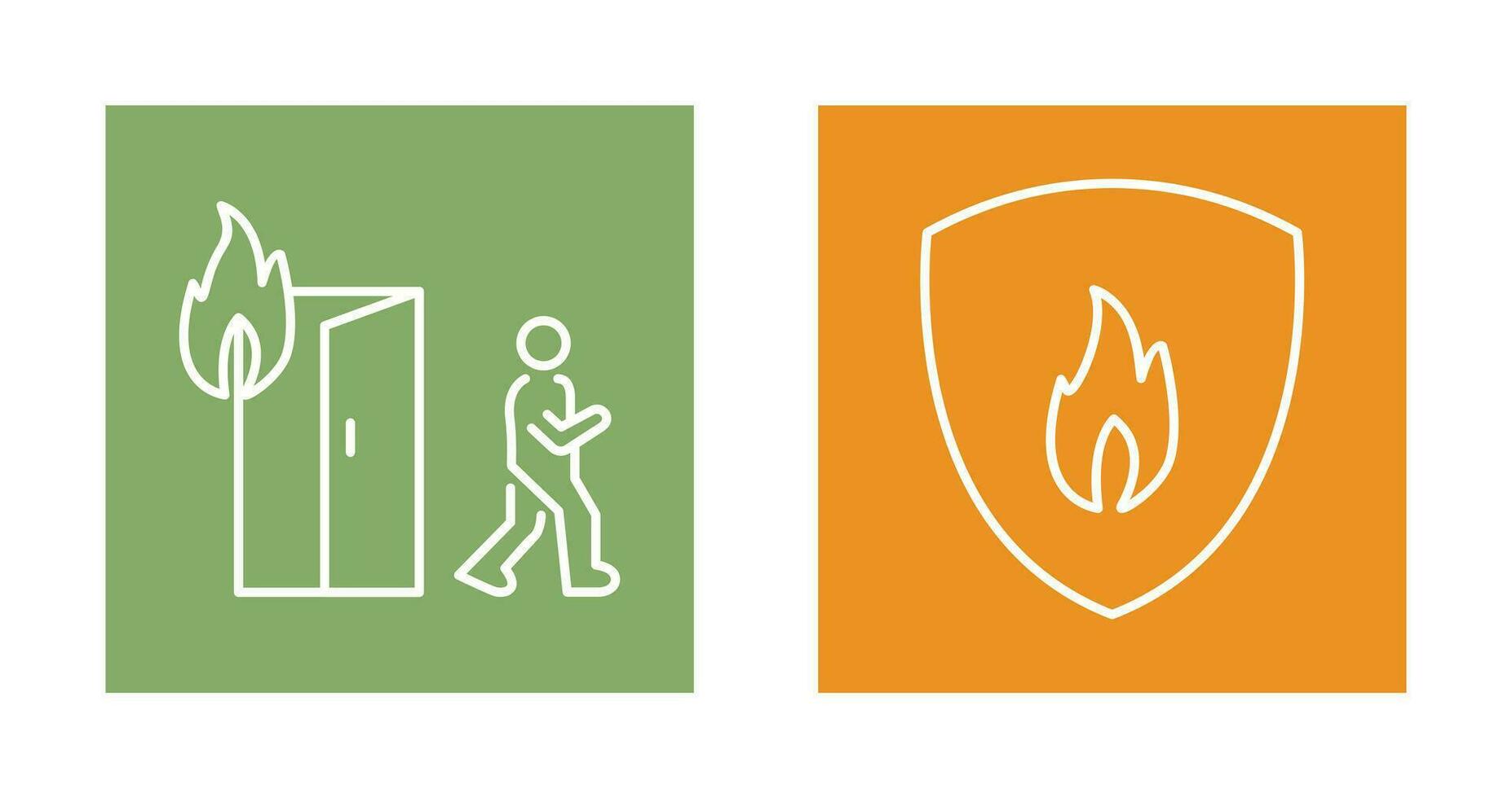 running from fire and fire shield  Icon vector