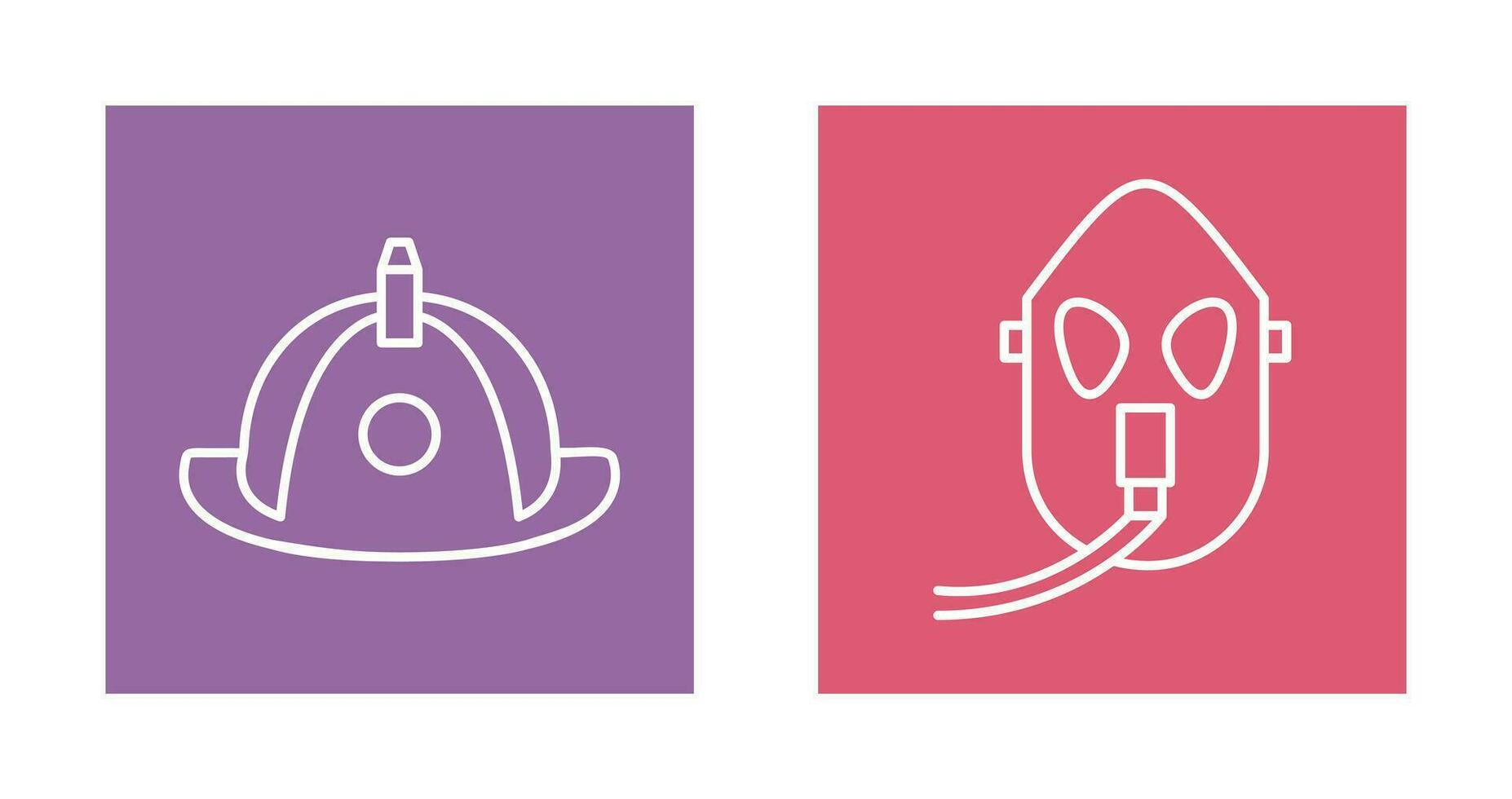 firefighter hat and Oxygen mask Icon vector
