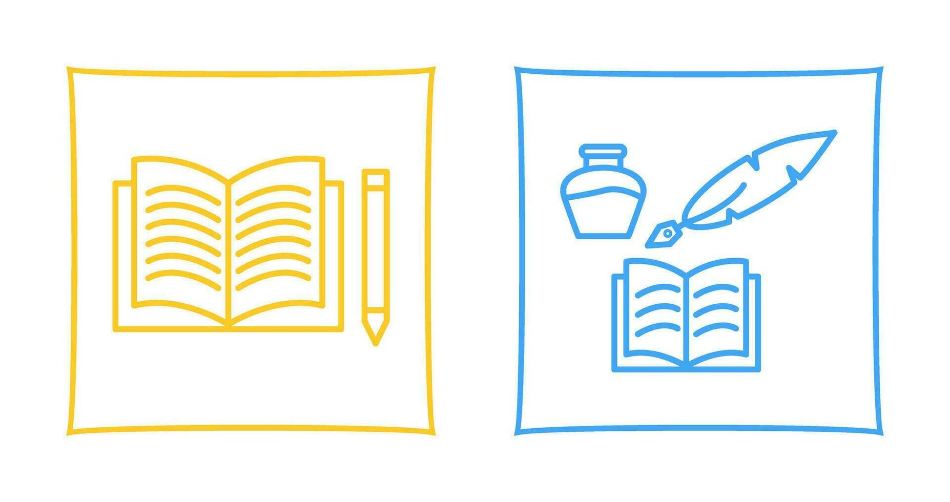 Pencil and Book and Quilland Book Icon vector