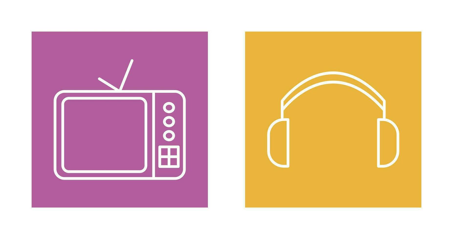 televisión conjunto y auriculares icono vector