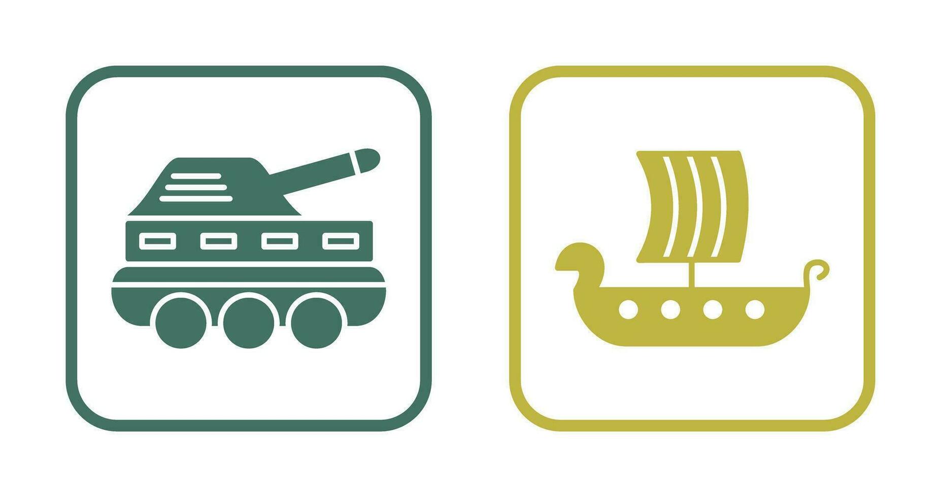 Infantry Tank and Viking Ship Icon vector