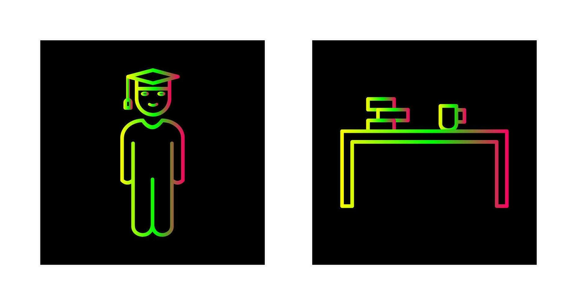 student standing and studying desk Icon vector