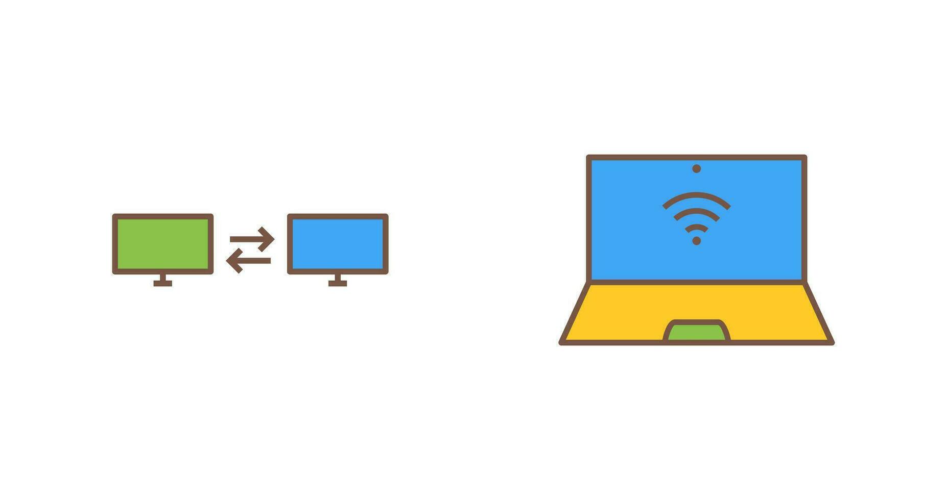 sharing system and connected laptop Icon vector