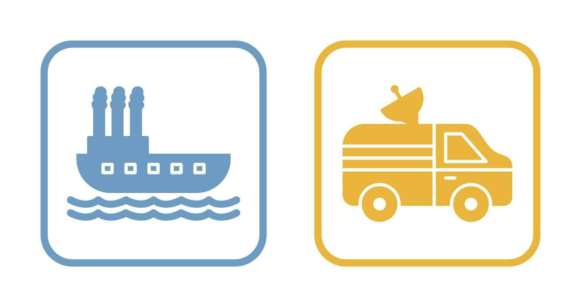 Steamboat and News Van Icon vector