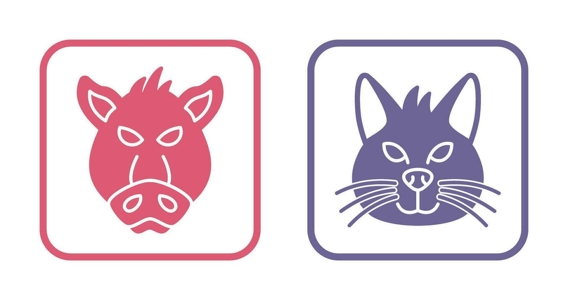 Pig and Cat Icon vector