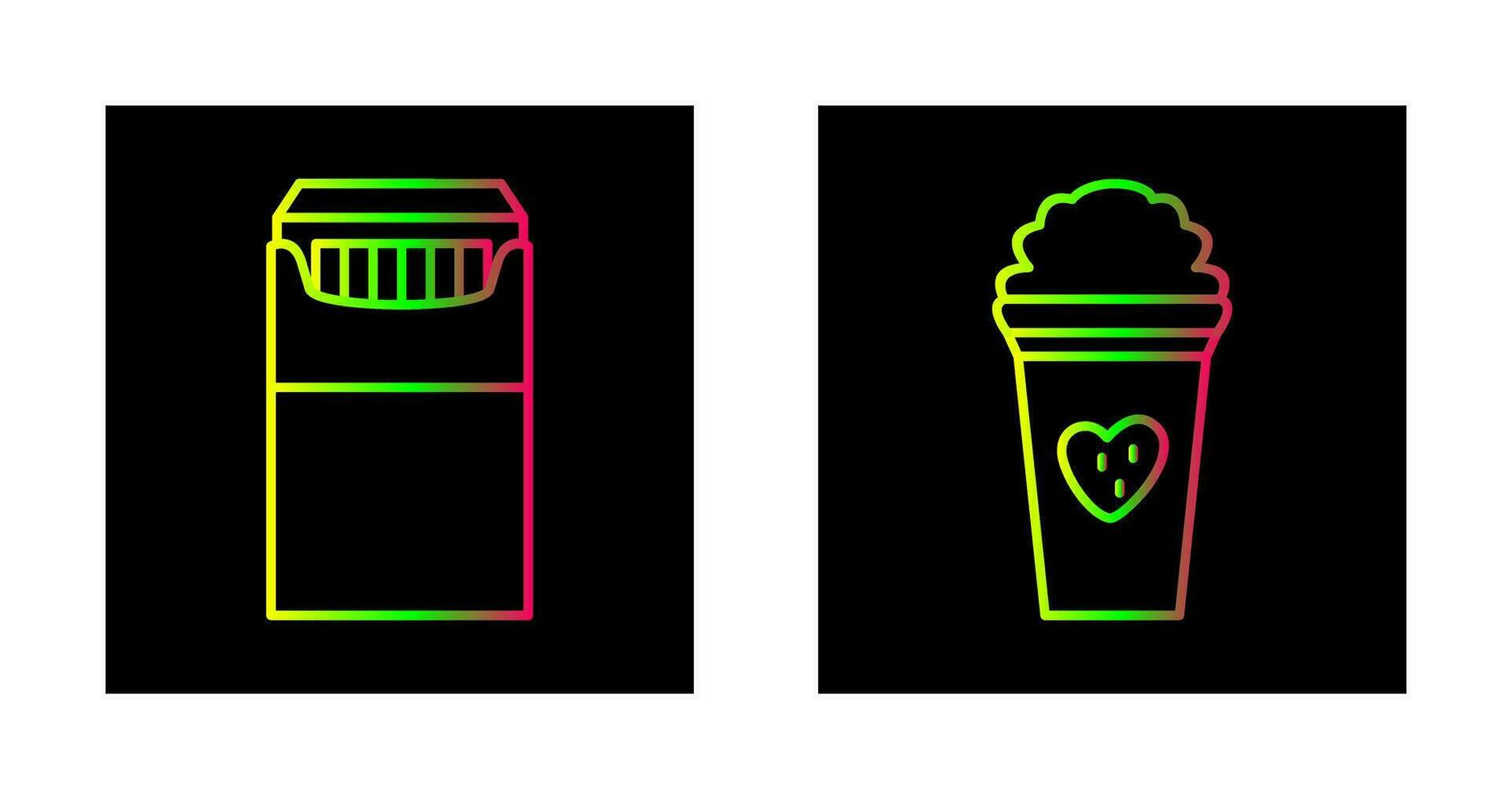 packet of cigarettes and stawberry milkshake Icon vector